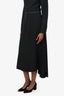 Prada Black Asymmetrical Logo Band Midi Skirt Size 40