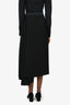 Prada Black Asymmetrical Logo Band Midi Skirt Size 40