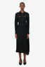 Prada Black Asymmetrical Logo Band Midi Skirt Size 40