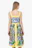 Dolce & Gabbana Yellow/Blue Printed Cotton Poplin Midi Dress Size 44