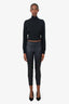 Brunello Cucinelli Black Leather Legging Pants Size 6