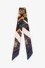 Hermès Dark Blue Springs Baguette Silk Twilly Scarf
