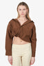 Jacquemus Brown Poplin Cropped Button Up Blouse Size 34