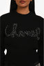 Pre-Loved Chanel™ Black Cashmere Beaded Logo Long Sleeve Sweater Size 34