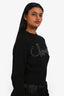 Pre-Loved Chanel™ Black Cashmere Beaded Logo Long Sleeve Sweater Size 34