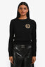 Pre-Loved Chanel™ Black Cashmere Faux Pearl Embellished CC Long Sleeve Sweater Size 34