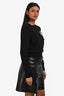 Pre-Loved Chanel™ Black Cashmere Faux Pearl Embellished CC Long Sleeve Sweater Size 34