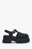 Prada Black Rubber Logo 'Monolith' Platform Sandals Size 37