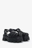 Prada Black Rubber Logo 'Monolith' Platform Sandals Size 37