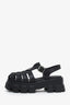 Prada Black Rubber Logo 'Monolith' Platform Sandals Size 37