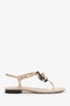 Pre-Loved Chanel™ Beige Suede Camellia Flower Sandals Size 37.5
