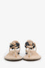 Pre-Loved Chanel™ Beige Suede Camellia Flower Sandals Size 37.5