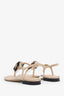 Pre-Loved Chanel™ Beige Suede Camellia Flower Sandals Size 37.5