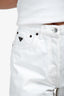 Prada 2023 White Denim Triangle Logo Mini Shorts Size 27