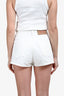 Prada 2023 White Denim Triangle Logo Mini Shorts Size 27