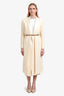 Fendi Cream Wool Silk Lapel Coat With Detachable Collar Size 38