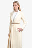 Fendi Cream Wool Silk Lapel Coat With Detachable Collar Size 38