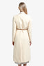 Fendi Cream Wool Silk Lapel Coat With Detachable Collar Size 38