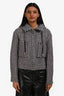 Pre-Loved Chanel™ 2014 White/Black Wool Check Hooded Jacket Size 36