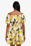 Dolce & Gabbana White/Yellow Lemon Print Off Shoulder Dress Size 36