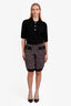 Pre-Loved Chanel™ Burgundy/White Wool Houndstooth Crystal Detail Balloon Shorts Size 38