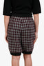 Pre-Loved Chanel™ Burgundy/White Wool Houndstooth Crystal Detail Balloon Shorts Size 38