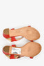 Pre-Loved Chanel™ Red Leather Chain Detail Block Heel Sandals Size 36