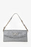 Jimmy Choo Silver Metallic Bow Embellished Evening Shoulder Bag