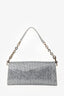 Jimmy Choo Silver Metallic Bow Embellished Evening Shoulder Bag