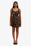 Miu Miu 2011 Black/Red Lightning Patterned Bow Detail Sleeveless Dress Size 38