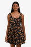 Miu Miu 2011 Black/Red Lightning Patterned Bow Detail Sleeveless Dress Size 38