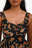 Miu Miu 2011 Black/Red Lightning Patterned Bow Detail Sleeveless Dress Size 38