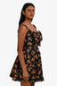 Miu Miu 2011 Black/Red Lightning Patterned Bow Detail Sleeveless Dress Size 38