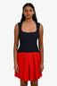 Miu Miu 2014 Navy/Red Square Neck Pleated Sleeveless Dress Size 38
