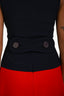 Miu Miu 2014 Navy/Red Square Neck Pleated Sleeveless Dress Size 38