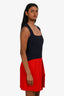Miu Miu 2014 Navy/Red Square Neck Pleated Sleeveless Dress Size 38