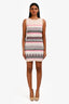 Pre-Loved Chanel™ Cream/Pink Cashmere Striped Lace Sleeveless Dress Size 36