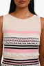 Pre-Loved Chanel™ Cream/Pink Cashmere Striped Lace Sleeveless Dress Size 36