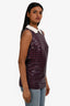 Prada 2011 White/Purple Sequin Short Sleeve Top Size 36
