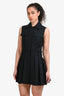 Alexander McQueen Black Pleated Short Sleeve Dress Size 40