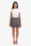 Thom Browne Grey Wool Check Pleated Mini Skirt Size 38