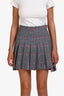 Thom Browne Grey Wool Check Pleated Mini Skirt Size 38