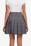 Thom Browne Grey Wool Check Pleated Mini Skirt Size 38