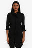Valentino Black Ruffle Detail 3/4 Sleeve Coat Size 2