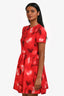 Valentino Red Heart Printed Shor Sleeve Mini Dress Size 4