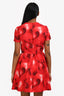 Valentino Red Heart Printed Shor Sleeve Mini Dress Size 4