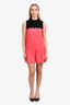 Victoria Victoria Beckham Pink/Black Scalloped Patterned Short Sleeve Dress Size 6 US