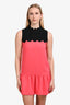 Victoria Victoria Beckham Pink/Black Scalloped Patterned Short Sleeve Dress Size 6 US