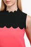 Victoria Victoria Beckham Pink/Black Scalloped Patterned Short Sleeve Dress Size 6 US