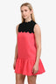 Victoria Victoria Beckham Pink/Black Scalloped Patterned Short Sleeve Dress Size 6 US